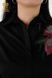 Shirts Produced with Cotton Lycra Fabric Floral Patterned Women's Clothing Manufacturer - 17053 | Real Textile - Thumbnail
