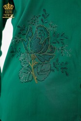 Shirt Produced with Cotton Lycra Fabric Rose Patterned Women's Clothing Manufacturer - 20243 | Real Textile - Thumbnail