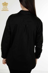 Produced with Cotton Lycra Fabric Shirt - Tulle Detailed - Women's Clothing Manufacturer - 20250 | Real Textile - Thumbnail