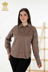 Produced with Cotton Lycra Fabric Shirt - Floral Pattern - Women's Clothing Manufacturer - 20394 | Real Textile - Thumbnail