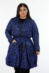 معطف واق من المطر مع جيب الشركة المصنعة للملابس النسائية مصنوع من قماش المظلة المقاوم للماء - 7578 | نسيج حقيقي - Thumbnail