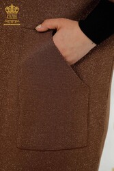 14GG تولید شده ویسکوز نخبگان بافتنی ژاکت کش باف پشمی جیبی جزئیات لباس زنانه تولید کننده - 30047 | نساجی واقعی - Thumbnail