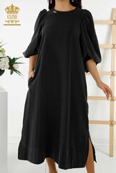 لباس تولید شده با لباس زنانه آستین بادکنکی پارچه لاکرا - 20329 | نساجی واقعی - Thumbnail