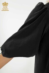 لباس تولید شده با لباس زنانه آستین بادکنکی پارچه لاکرا - 20329 | نساجی واقعی - Thumbnail