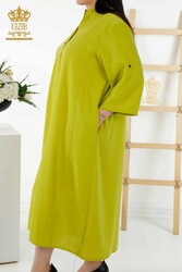 لباس از پارچه لاکرا نخی نیمه دکمه ای لباس زنانه - 20384 | نساجی واقعی - Thumbnail