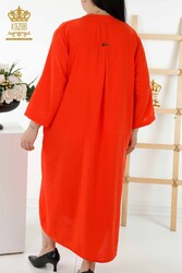 لباس از پارچه لاکرا نخی نیمه دکمه ای لباس زنانه - 20384 | نساجی واقعی - Thumbnail