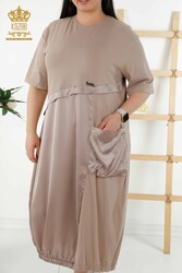 لباس از پارچه لاکرا نخی با جیب لباس زنانه - 20323 | نساجی واقعی - Thumbnail