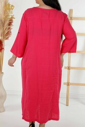 لباس از پارچه لاکرا نخی دو جیب لباس زنانه - 20400 | نساجی واقعی - Thumbnail