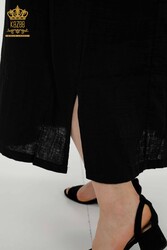 لباس از پارچه لاکرا نخی دو جیب لباس زنانه - 20400 | نساجی واقعی - Thumbnail