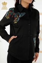 تولید کننده پوشاک زنانه پیراهن طرح پروانه با پارچه لاکرا نخی - 20235 | نساجی واقعی - Thumbnail