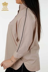 پیراهن تولیدی پوشاک زنانه نیم دکمه با پارچه لاکرا نخی - 20307 | نساجی واقعی - Thumbnail