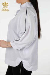 پیراهن تولیدی پوشاک زنانه نیم دکمه با پارچه لاکرا نخی - 20307 | نساجی واقعی - Thumbnail