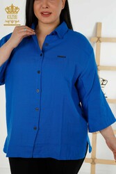 پیراهن دکمه سرآستین تولید کننده پوشاک زنانه دقیق با پارچه لاکرا پنبه ای - 20403 | نساجی واقعی - Thumbnail