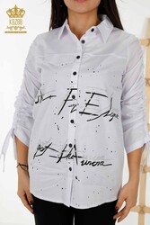 جزئیات شرینگ آستین پیراهن تولید شده با پارچه لاکرا نخی تولید کننده پوشاک زنانه - 20322 | نساجی واقعی - Thumbnail