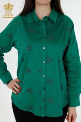 پیراهن از پارچه لاکرا نخی با گلدوزی تولیدی پوشاک زنانه - 20350 | نساجی واقعی - Thumbnail