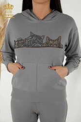 کت و شلوار ورزشی اسکوبا و دو نخی تولید کننده لباس زنانه طرح گربه - 16675 | نساجی واقعی - Thumbnail