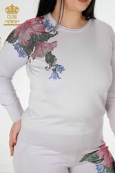 کت و شلوار ورزشی اسکوبا و دو نخ تولید کننده لباس زنانه طرح گلدار - 16522 | نساجی واقعی - Thumbnail