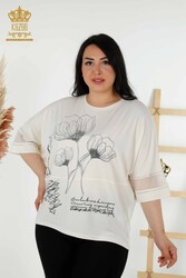 بلوز تولید شده با پارچه ویسکوز طرح گلدار تولیدی پوشاک زنانه - 79059 | نساجی واقعی - Thumbnail