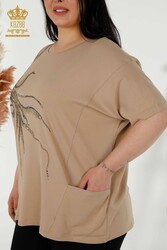بلوز تولید شده با پارچه ویسکوز جیبی جزئیات لباس زنانه تولید کننده - 79294 | نساجی واقعی - Thumbnail