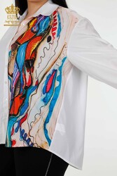 Chemise à motifs pour femmes en tissu coton lycra - 20224 | Vrai textile - Thumbnail