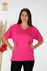 Fabriqué avec du tissu en viscose Chemisier - Manches courtes - Vêtements pour femmes - 78931 | Vrai textile - Thumbnail