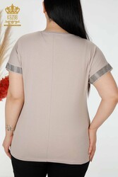 Fabriqué avec du tissu en viscose Chemisier - Col ras du cou - Vêtements pour femmes - 78918 | Vrai textile - Thumbnail