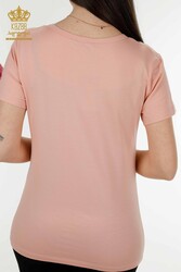 مصنوع من قماش الفيسكوز - بلوزة - كم قصير - ملابس نسائية - 79177 | نسيج حقيقي - Thumbnail