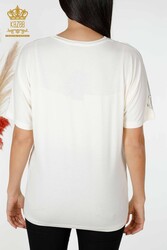 مصنوع من قماش الفيسكوز - بلوزة - كم قصير - ملابس نسائية - 78931 | نسيج حقيقي - Thumbnail