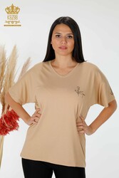 مصنوع من قماش الفيسكوز - بلوزة - كم قصير - ملابس نسائية - 78931 | نسيج حقيقي - Thumbnail