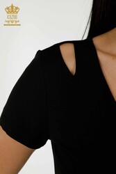 مصنوع من قماش الفسكوز - بلوزة - كم قصير - ملابس نسائية - 79220 | نسيج حقيقي - Thumbnail