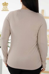مصنوع من قماش الفسكوز - بلوزة - ياقة دائرية - ملابس نسائية - 79045 | نسيج حقيقي - Thumbnail