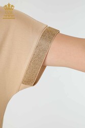 مصنوع من قماش الفسكوز - بلوزة - كم قصير - ملابس نسائية - 78916 | نسيج حقيقي - Thumbnail
