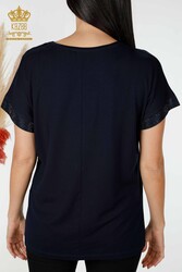 مصنوع من قماش الفسكوز - بلوزة - كم قصير - ملابس نسائية - 78916 | نسيج حقيقي - Thumbnail