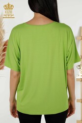 بلوزة مصنوعة من قماش الفيسكوز بأكمام قصيرة ملابس نسائية - 79295 | نسيج حقيقي - Thumbnail
