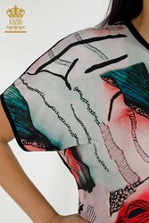 بلوزات منتجة بطباعة رقمية من قماش الفيسكوز الشركة المصنعة للملابس النسائية - 12098 | نسيج حقيقي - Thumbnail