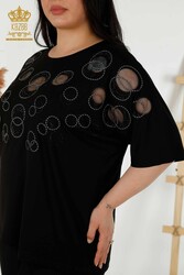 بلوزة من قماش الفيسكوز المطرز بالاحجار المصنعة للملابس النسائية - 79094 | نسيج حقيقي - Thumbnail