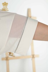 بلوزة من قماش الفيسكوز المطرز بالملابس النسائية الصانع - 79051 | نسيج حقيقي - Thumbnail