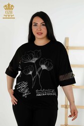 أنتجت بلوزة من قماش الفسكوز بنمط الأزهار - الشركة المصنعة للملابس النسائية - 79059 | نسيج حقيقي - Thumbnail