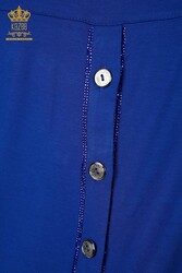 بلوزة مصنوعة من قماش الفسكوز ومفصل بأزرار مصنّعة للملابس النسائية - 79296 | نسيج حقيقي - Thumbnail