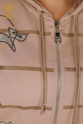 بدلة رياضية من الغزل والغوص مُصنّع ملابس نسائية منقوشة على شكل قطة - 17442 | نسيج حقيقي - Thumbnail