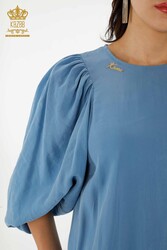 платье из хлопка и лайкры, женская одежда с объемными рукавами - 20329 | Настоящий текстиль - Thumbnail
