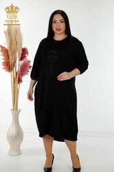 Платье из хлопчатобумажной ткани с лайкрой Детальная женская одежда с текстом - 20331 | Настоящий текстиль - Thumbnail