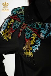 Рубашка Производитель женской одежды с рисунком бабочки из хлопчатобумажной лайкры - 20235 | Настоящий текстиль - Thumbnail