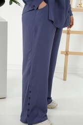 Брючный костюм-рубашка с карманами из хлопчатобумажной лайкры Производитель женской одежды - 20320 | Настоящий Текстиль - Thumbnail