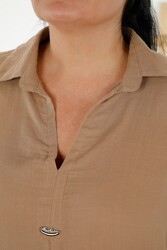 Рубашка и брючный костюм из хлопчатобумажной лайкры Производитель женской одежды - 20402 | Настоящий Текстиль - Thumbnail
