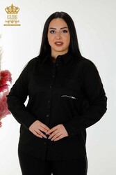 Производитель подробной женской одежды с карманом рубашки из хлопчатобумажной ткани и лайкры - 20312 | Настоящий текстиль - Thumbnail