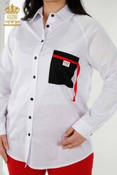 Производитель подробной женской одежды с карманом рубашки из хлопчатобумажной ткани и лайкры - 20352 | Настоящий текстиль - Thumbnail