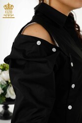 Пуговицы для рубашек Производитель подробной женской одежды из хлопчатобумажной ткани из лайкры - 20328 | Настоящий текстиль - Thumbnail