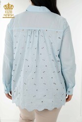 Рубашки из хлопчатобумажной лайкры с кружевом Детальный производитель женской одежды - 20319 | Настоящий текстиль - Thumbnail