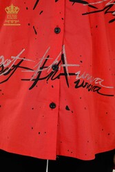 Рубашка со сборкой на рукавах Изготовлена ​​из хлопчатобумажной ткани с лайкрой Производитель женской одежды - 20322 | Настоящий текстиль - Thumbnail